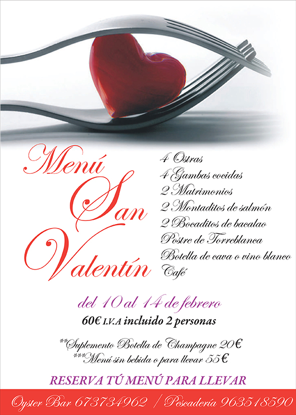 menu San Valentin